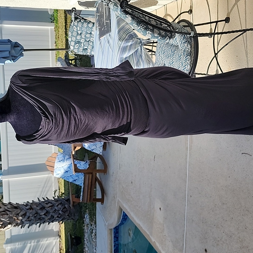 Black Dress Stretch Cotton LARGE SUPER COMFY SEXY To Floor - Off Sholder Option